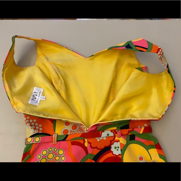 Mod small 2 4 wiggle sheath dress floral 60s belt - Picture 11 of 14